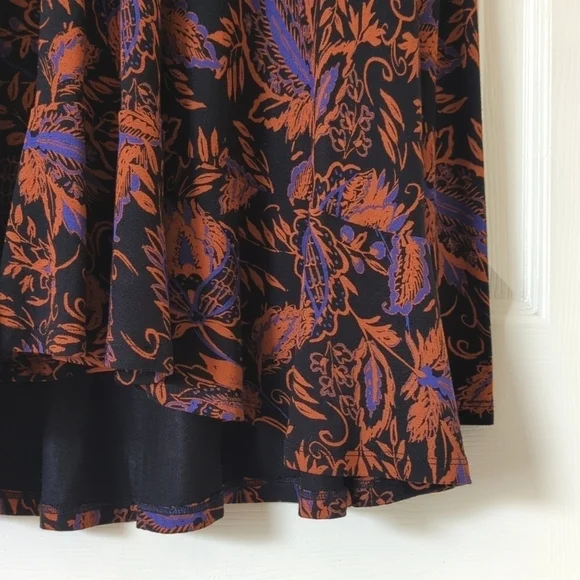 Free People Hello Lover Floral Print Long Puff Sleeve V-neck Tunic Top Black S - Picture 9 of 15